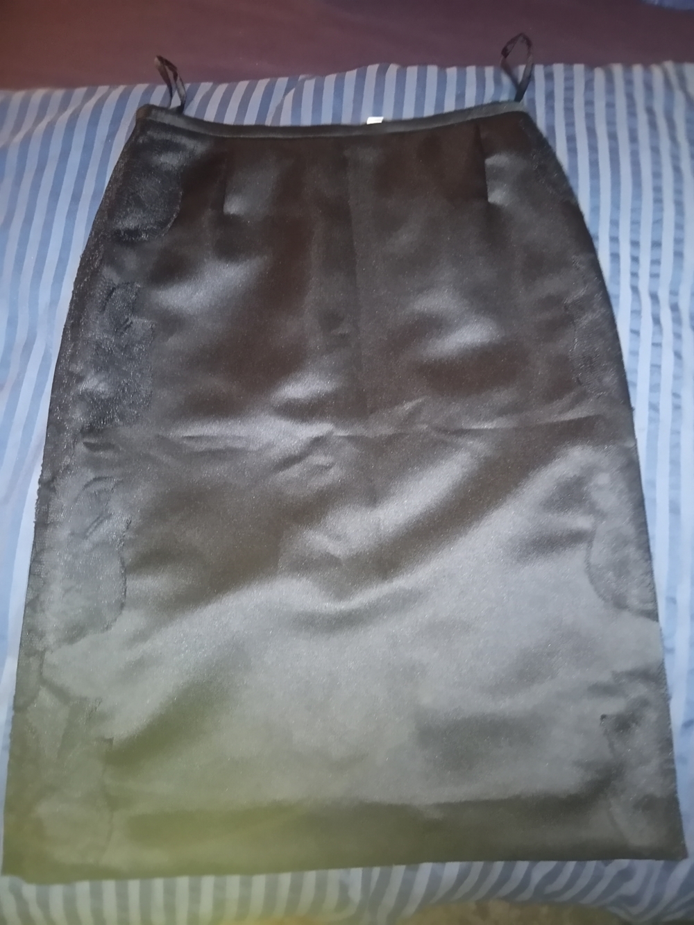 Alex Marie Black Satin Pencil Skirt